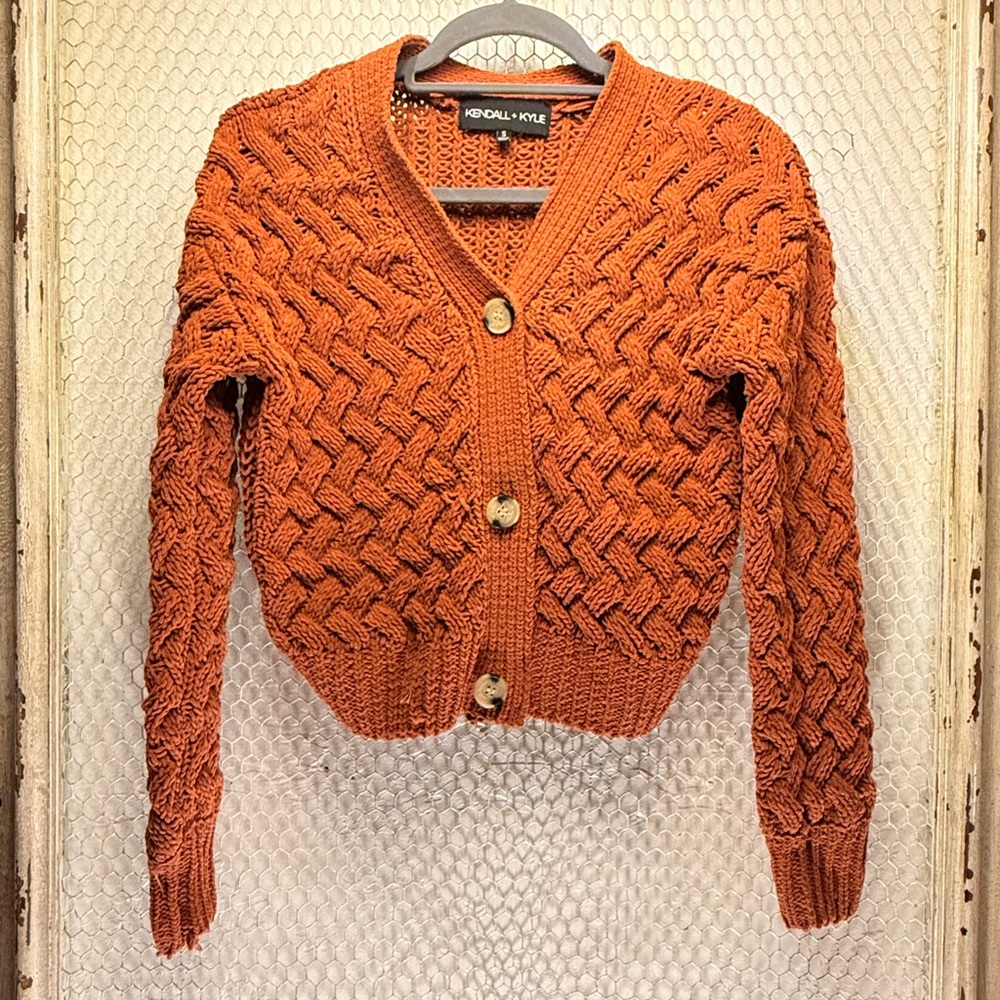 Kendall & Kylie Women's Rust Cardigan Sweater